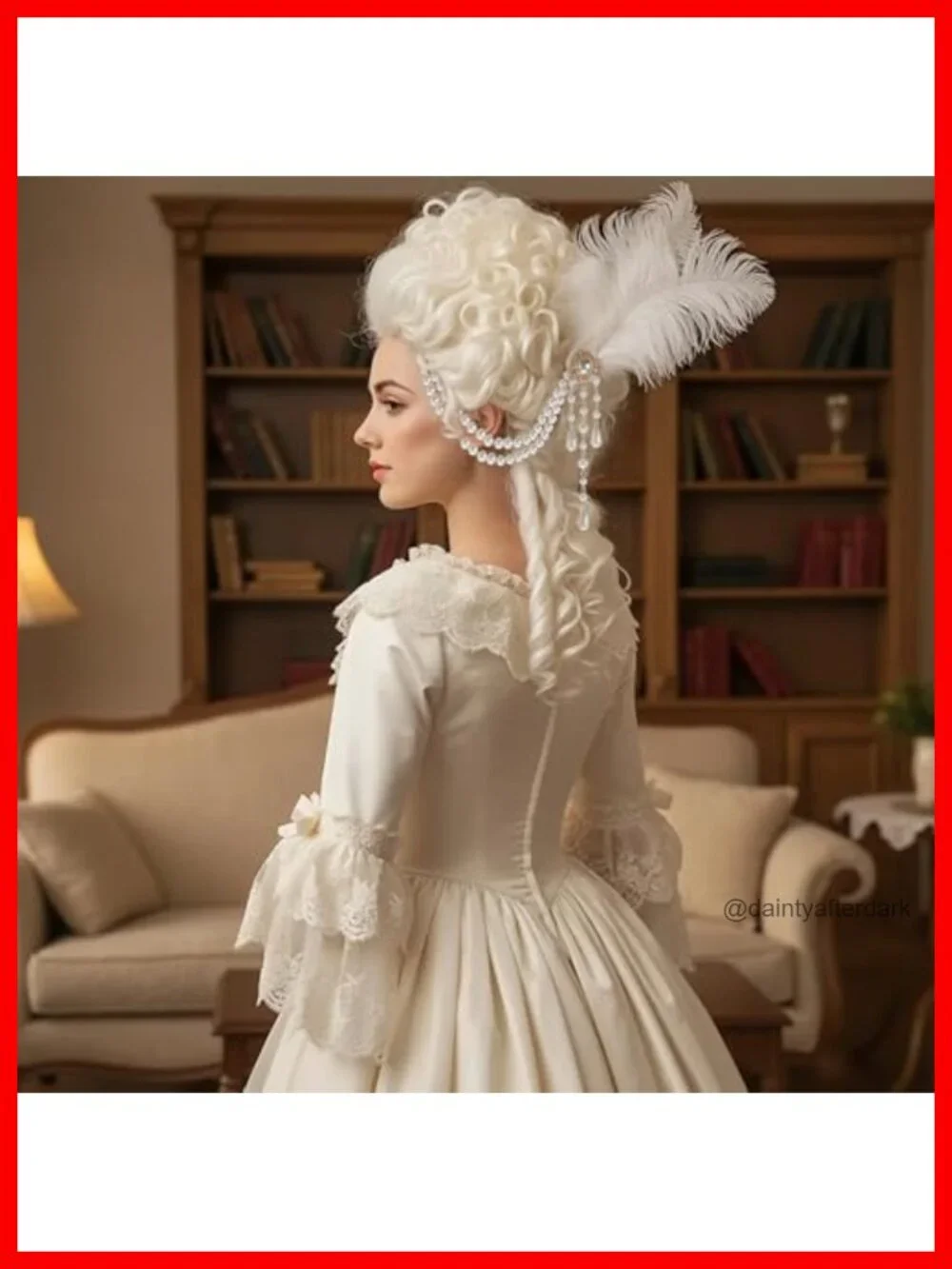 2 Pcs Victorian Hair Accessories Ostrich Feather Pearl Tassel Barrette Clip